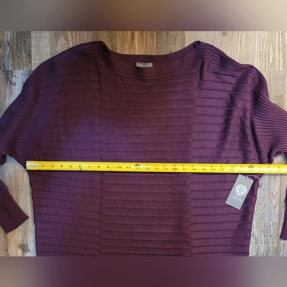 VINCE CAMUTO Purple Ribbed Top, Size Large - Picture 3 of 5